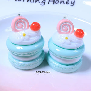 10Pcs Macaron Cake Resin Charms for DIY Jewelry Making