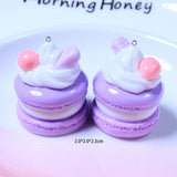 10Pcs Macaron Cake Resin Charms for DIY Jewelry Making