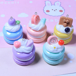 10Pcs Macaron Cake Resin Charms for DIY Jewelry Making