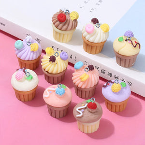 10Pcs Resin Cake Charms Pendants DIY Jewelry Making Accessories