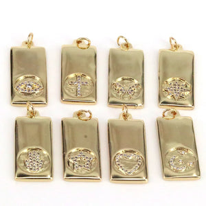 10Pcs Crystal Rectangle Charms Pendants Jewelry Making DIY Necklace Accessories