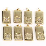 10Pcs Crystal Rectangle Charms Pendants Jewelry Making DIY Necklace Accessories