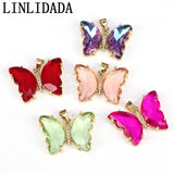 10Pcs Mix Crystal Butterfly Pendant Glass Necklace Charms