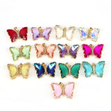 10Pcs Crystal Glass Butterfly Pendants DIY Necklace Finding