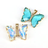 10Pcs Crystal Glass Butterfly Pendants DIY Necklace Finding