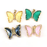 10Pcs Crystal Glass Butterfly Pendants DIY Necklace Finding