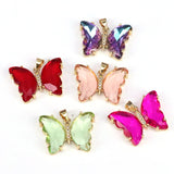 10Pcs Crystal Glass Butterfly Pendants DIY Necklace Finding