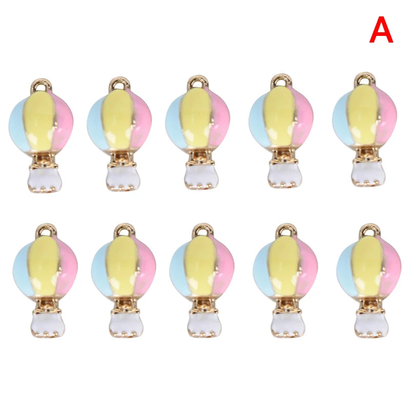 10Pcs Mix Hot Air Balloon Charms Metal Pendants for Jewelry Making