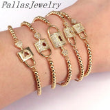10Pcs Key Lock Micro Pave CZ Zircon Bracelet