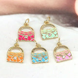 10Pcs Mix Enamel Charms Handbag Brass Pendant for Jewelry DIY Craft