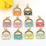 10Pcs Mix Enamel Charms Handbag Brass Pendant for Jewelry DIY Craft