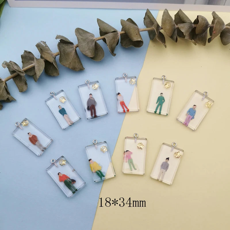 10Pcs Mixed Geometric Villain Resin Charms Earring Bracelet Hair DIY Accessories