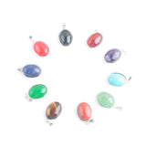 10Pcs Mixed Natural Gemstone Tiny Oval Pendants Opal Aventurine Charms