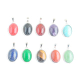 10Pcs Mixed Natural Gemstone Tiny Oval Pendants Opal Aventurine Charms