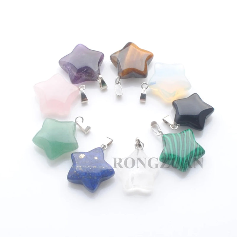 10Pcs Mixed Stone Charms Pendants Crystal Opal Beads Necklace Earrings DIY