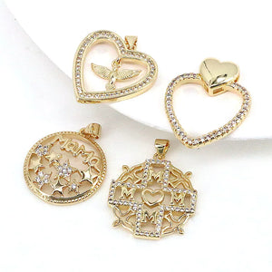 10Pcs Mom Charms for Jewelry Making Copper Zirconia Necklace Supplies