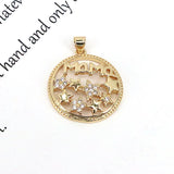 10Pcs Mom Charms for Jewelry Making Copper Zirconia Necklace Supplies