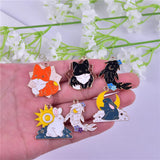 10Pcs Sun Moon Rabbit Charms Enamel Animal Pendants for DIY Jewelry Making