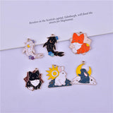 10Pcs Sun Moon Rabbit Charms Enamel Animal Pendants for DIY Jewelry Making