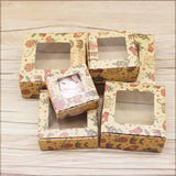 10Pcs Marbling Pattern Paper Christmas Box with Window for Candy Wedding Favors