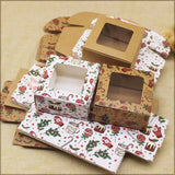 10Pcs Marbling Pattern Paper Christmas Box with Window for Candy Wedding Favors
