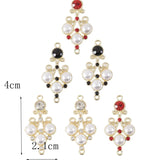 10Pcs Rhinestone Pearl Lace Charm Pendant Double Links Diy Necklace Earrings
