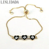 10Pcs Multicolor Enamel Bracelets Heart Star Eye Zircon Jewelry Plated