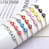 10Pcs Multicolor Enamel Bracelets Heart Star Eye Zircon Jewelry Plated