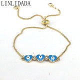 10Pcs Multicolor Enamel Bracelets Heart Star Eye Zircon Jewelry Plated
