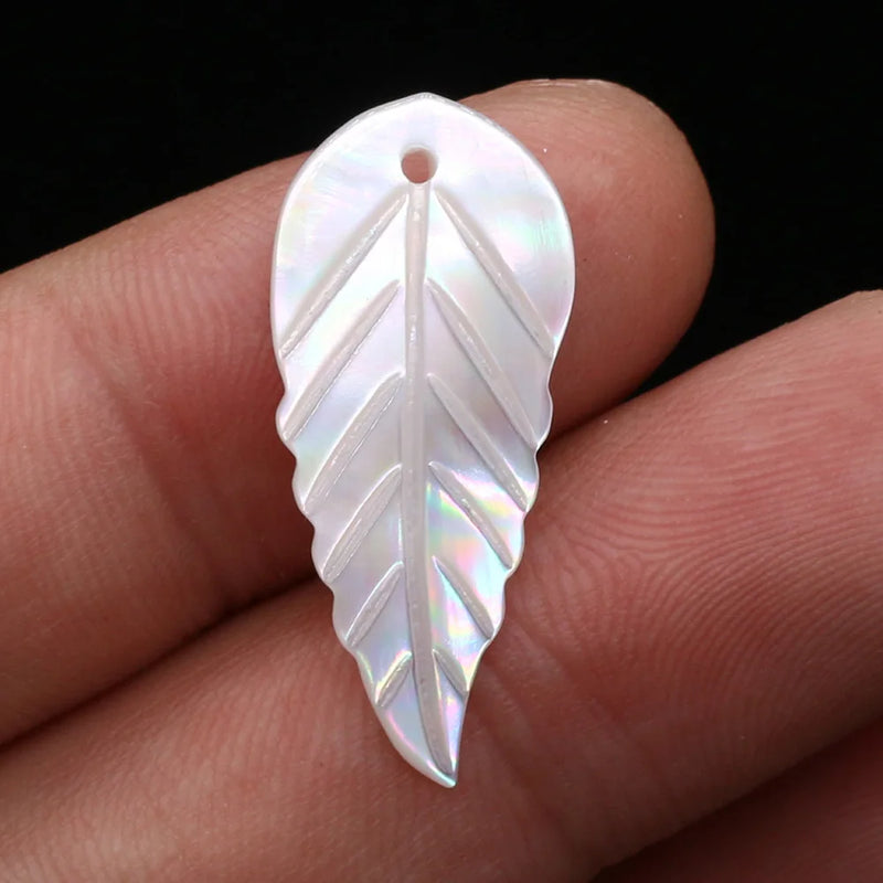 10Pcs Shell Leaf Shape Beads Charm Pendant Jewelry Making