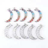 10Pcs Gem Stone Beads Moon Pendant Charm Jewelry