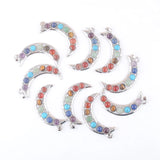 10Pcs Gem Stone Beads Moon Pendant Charm Jewelry