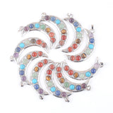 10Pcs Gem Stone Beads Moon Pendant Charm Jewelry
