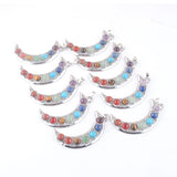 10Pcs Gem Stone Beads Moon Pendant Charm Jewelry