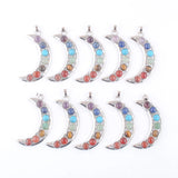 10Pcs Gem Stone Beads Moon Pendant Charm Jewelry