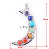 10Pcs Gem Stone Beads Moon Pendant Charm Jewelry