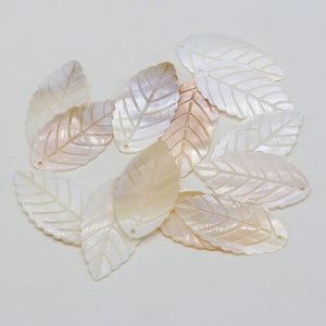 10Pcs Mother Of Pearl Shell Leaf Pendant Beads DIY Jewelry Making