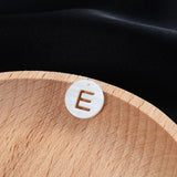 10Pcs Natural Shell Beads Letter Round Shape Hollow Loose Beads DIY Jewerly