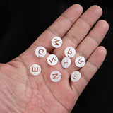 10Pcs Natural Shell Beads Letter Round Shape Hollow Loose Beads DIY Jewerly