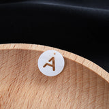 10Pcs Natural Shell Beads Letter Round Shape Hollow Loose Beads DIY Jewerly