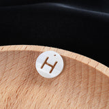 10Pcs Natural Shell Beads Letter Round Shape Hollow Loose Beads DIY Jewerly