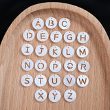 10Pcs Natural Shell Beads Letter Round Shape Hollow Loose Beads DIY Jewerly