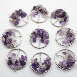 10Pcs Natural Stone 30mm Mix Quartz Crystal Lapis Tree of Life Pendant