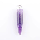 10Pcs Amethysts Pendants Long Bullet Shape Point Chakra Beads