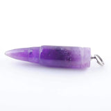 10Pcs Amethysts Pendants Long Bullet Shape Point Chakra Beads
