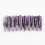 10Pcs Amethysts Pendants Long Bullet Shape Point Chakra Beads