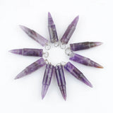10Pcs Amethysts Pendants Long Bullet Shape Point Chakra Beads