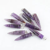 10Pcs Amethysts Pendants Long Bullet Shape Point Chakra Beads
