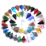 10Pcs Natural Stone Conical Point Necklaces - Healing Crystal
