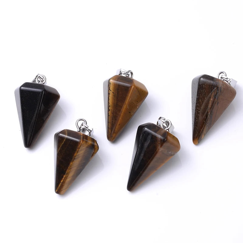 10Pcs Natural Stone Conical Point Necklaces - Healing Crystal